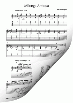 Milonga Antiqua (Sheet music + TAB)