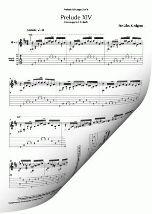 Prelude XIV in D (sheet music + TAB)