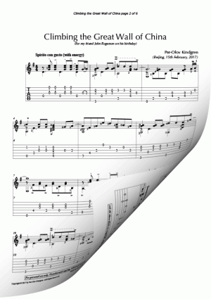 Climbing the Great Wall of China (sheet music + TAB)