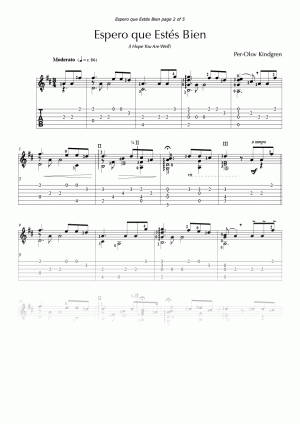 Espero Que Estés Bien (I Hope You Are Well) (Sheet Music + TABs)