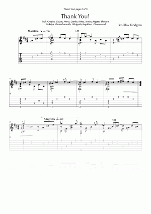 Thank You (sheet music + Tab)