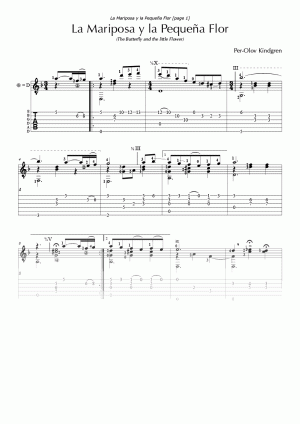 La Mariposa y La Pequeña Flor (sheet music + TABs)