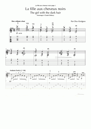 The girl with the dark hair (sheet music + TAB)