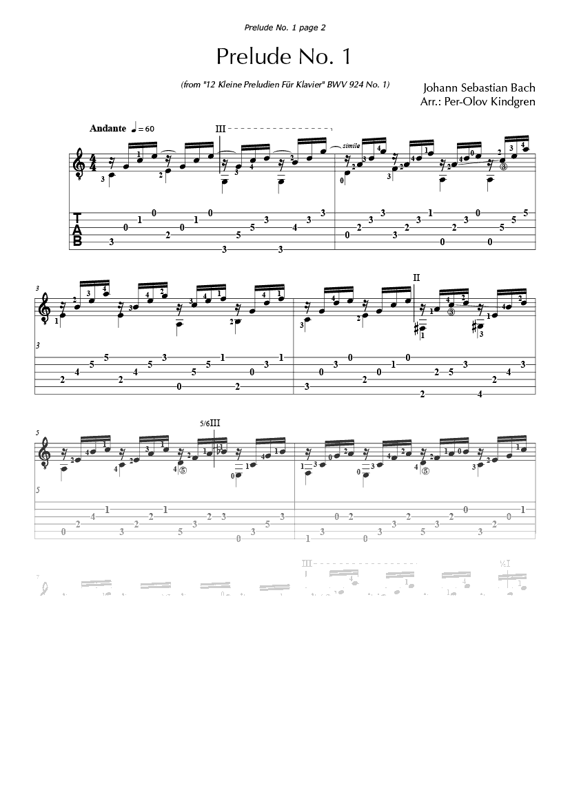 bach guitar score