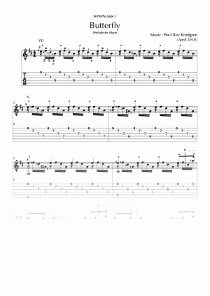 Butterfly (Prelude for Marie) (sheet music+TABs)