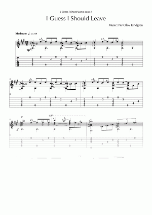 I Guess I Should Leave (sheet music + TABs)