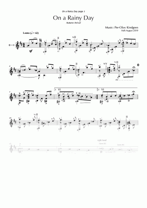 On a Rainy Day (sheet music)