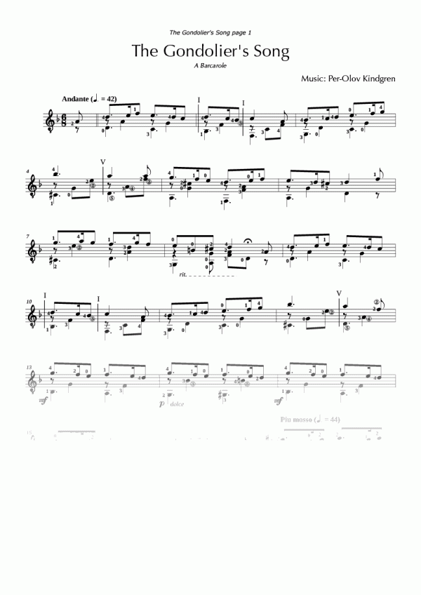 The Gondolier's Song (sheet music)