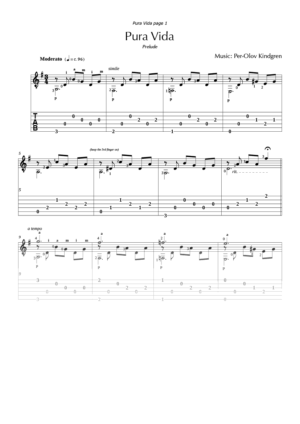 Pura Vida (sheet music + TAB)