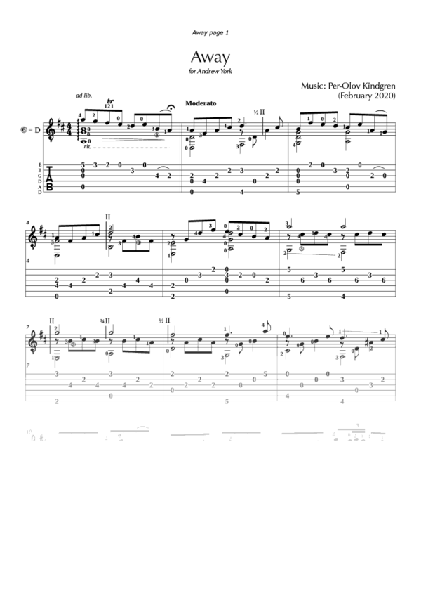 Away (sheet music +TAB)