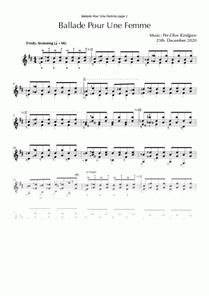 Ballade Pour Une Femme (sheet music)