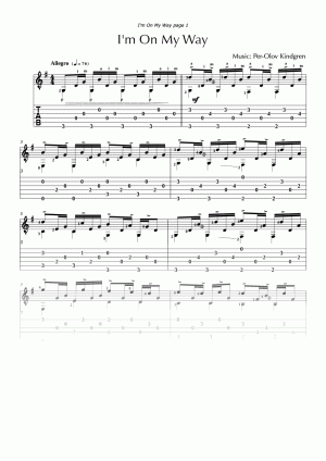 I'm on my way (sheet music + TABs)