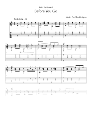Before You Go (sheet music + TAB)