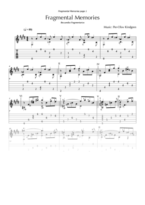 Fragmental Memories (sheet music + TAB)