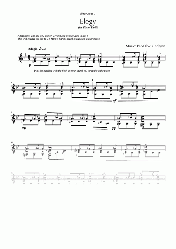 Elegy (for Planet Earth) (sheet music)