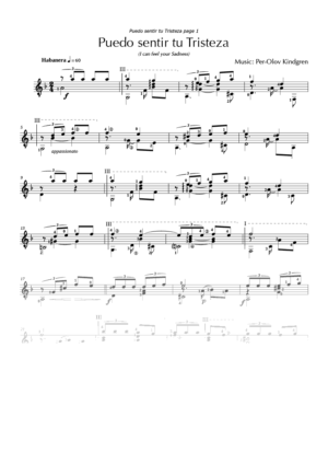 Puedo sentir tu Tristeza (sheet music)