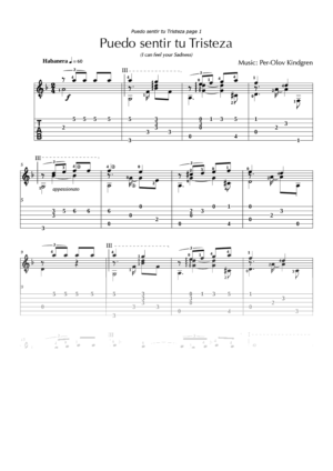 Puedo sentir tu Tristeza (sheet music + TABs)