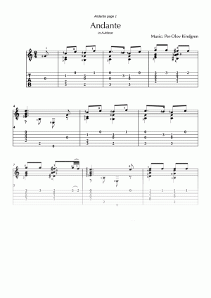 Andante in A-Minor (sheet music + TABs)