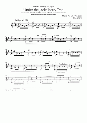 Under the Jackalberry Tree (sheet music)
