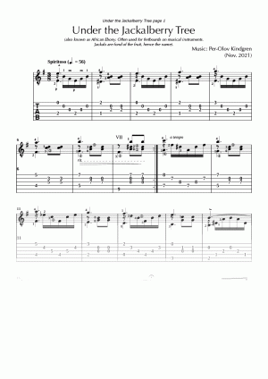 Under the Jackalberry Tree (sheet music + TAB)