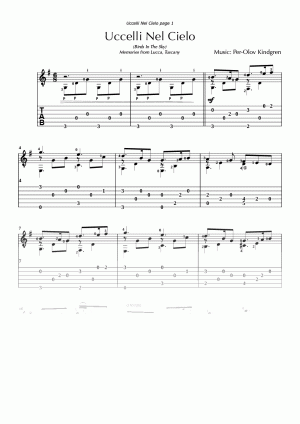 Uccelli Nel Cielo (sheet music + TAB)
