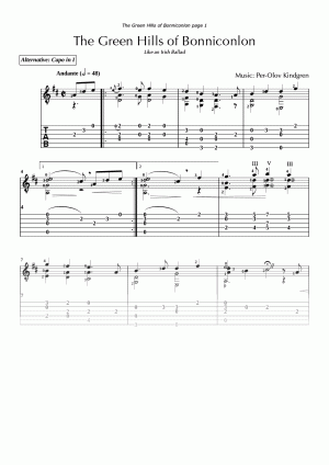 The Green Hills of Bonniconlon (sheet music + TABs)