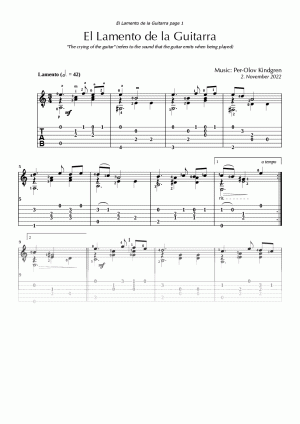 El Lamento de la Guitarra (sheet music + TABs)