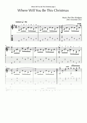 Where Will You Be This Christmas (sheet music + TAB)