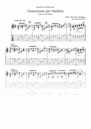 Ossessione per Maléna (sheet music + TAB)