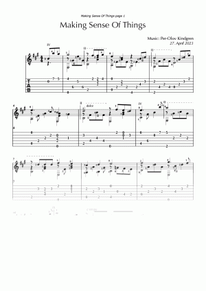 Making Sense Of Things (sheet music + TAB)