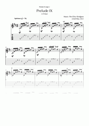 Prelude IX (sheet music + TAB)