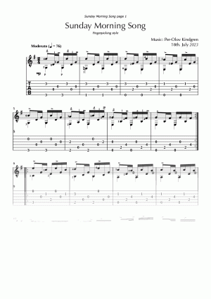 Sunday Morning Song (sheet music + TABs)