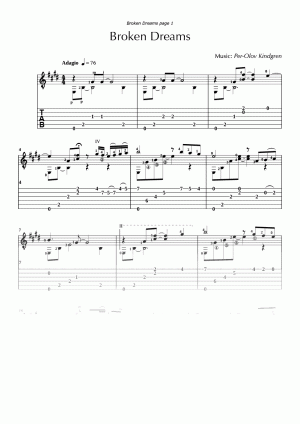 Broken Dreams (sheet music + TABs)