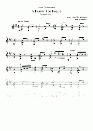 A Prayer For Peace (sheet music)