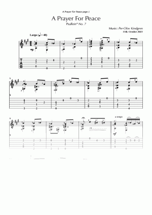 A Prayer For Peace (sheet music + TABs)