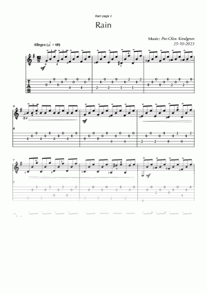 Rain (sheet music + TABs)