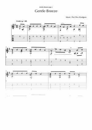 Gentle Breeze (sheet music + TABs)