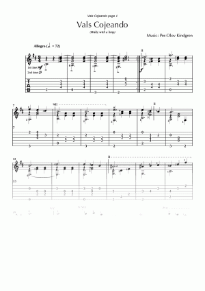 Vals Cojeando (sheet music + TABs)