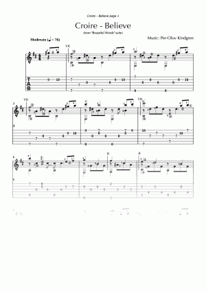 Croire (sheet music + TABs)