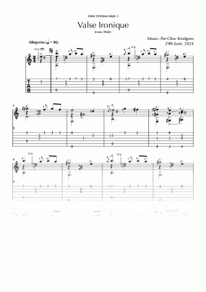 Valse Ironique (sheet music + TABs)