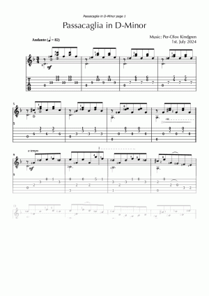 Passacaglia in D-Minor (sheet music + TABs)