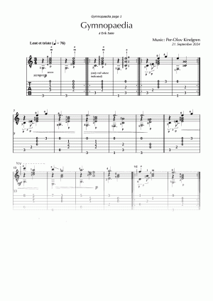 Gymnopaedia (sheet music + TABs)