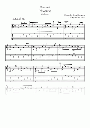 Rêveuse - Daydreamer (sheet music + TABs)