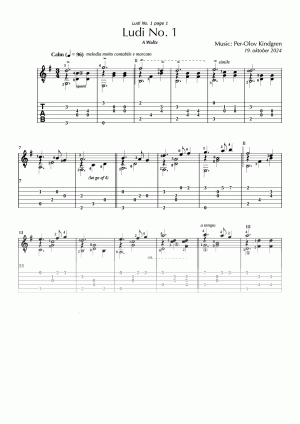 Ludi No. 1 (sheet music + TABs)