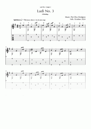 Ludi No. 3 (sheet music + Tabs)