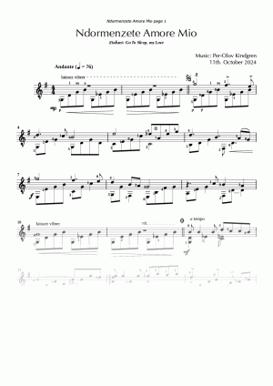 Ndormenzete Amore Mio (sheet music)