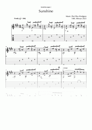 Sunshine (sheet music + TABs)